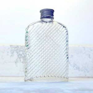 Prohibition Era Universal Glass Screw Top Hip Flask Ridged Design Made in 1927